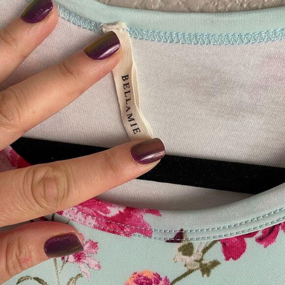 Bellamie Floral Maxi Dress Aqua Pink w/ Pockets Size L - Picture 3 of 12